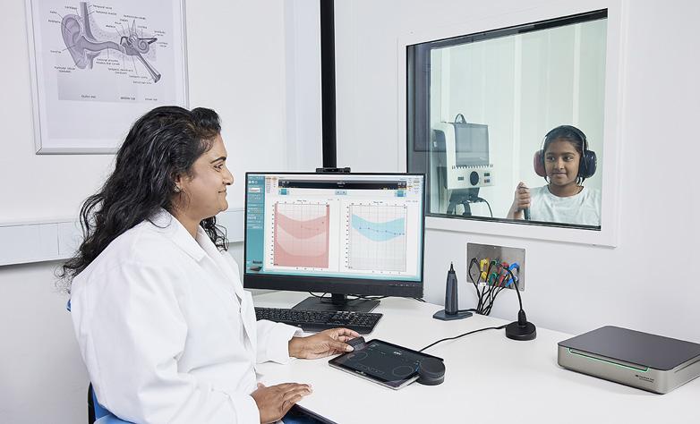 Audiologist counselling a patient about tinnitus management at MOM's Speech & Hearing Clinic, Vijayawada